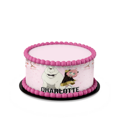 Spy X Family personalized cake strips image featuring colorful edible borders and anime patterns for custom cakes