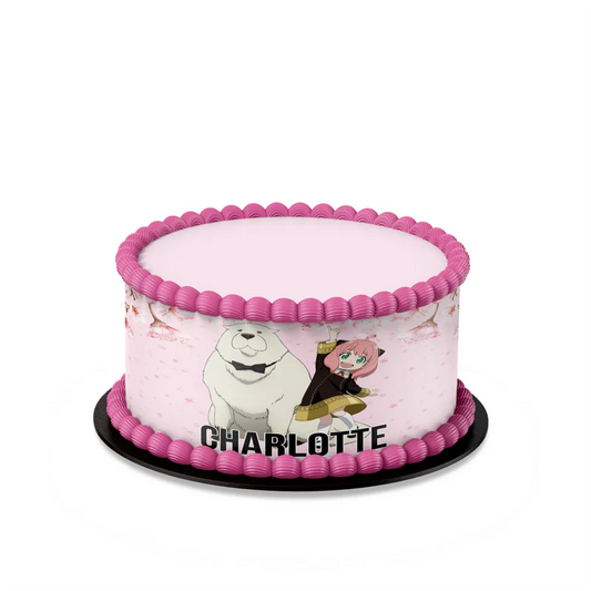 Spy X Family personalized cake strips image featuring colorful edible borders and anime patterns for custom cakes