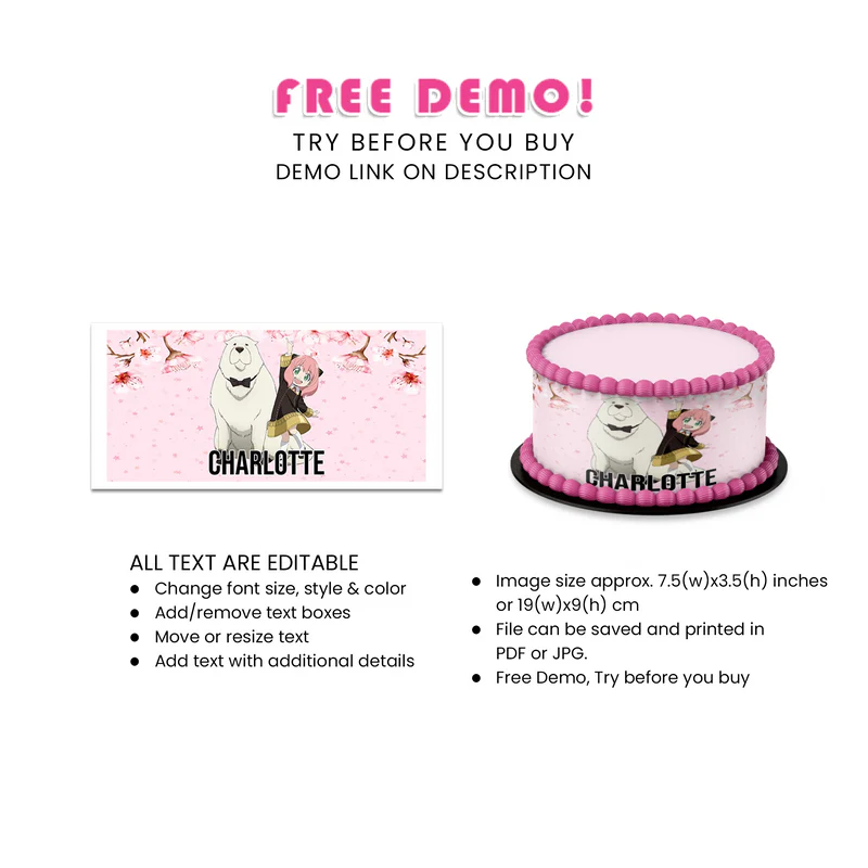 Spy X Family Personalized Cake Strips Image - Custom Edible Border