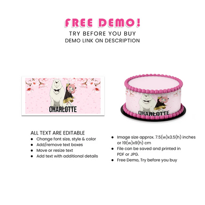 Spy X Family Personalized Cake Strips Image - Custom Edible Border