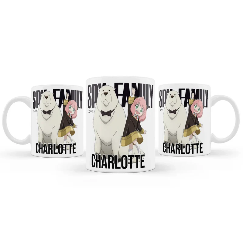 Spy X Family sublimation mug featuring a personalized name and vibrant anime print on a white ceramic cup