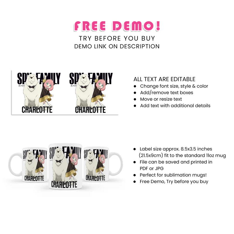 Buy Spy X Family Sublimation Mug - Personalized Coffee Cup Gift