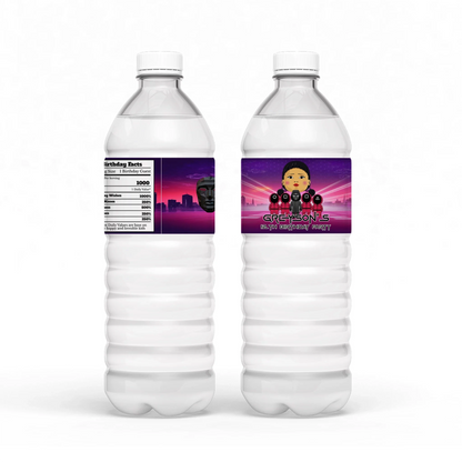 Squid Game water bottle labels with custom designs for parties