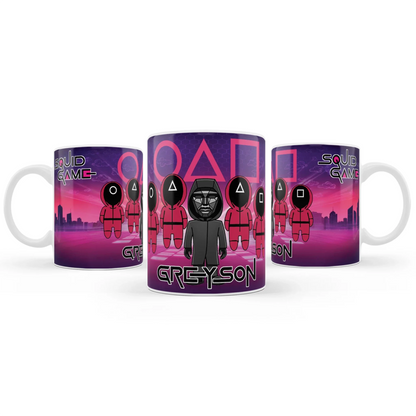 Squid Game sublimation mug with custom designs for gifts or favors