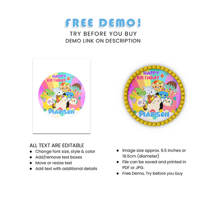 Squishmallows Edible Icing Sheet Cake Images