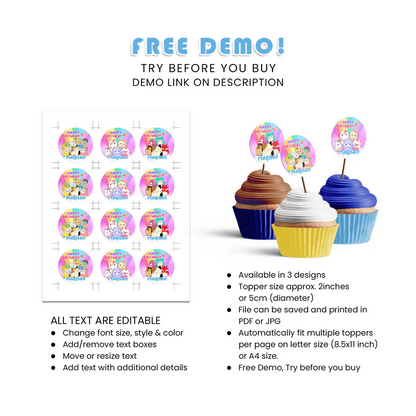 Squishmallows Cupcake Toppers Personalized