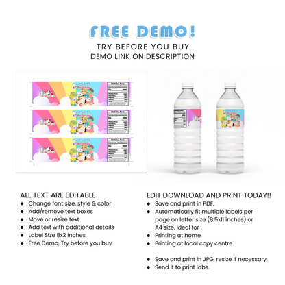 Squishmallows Water Bottle Labels