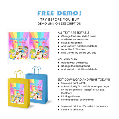 Squishmallows Goodie Bag Labels