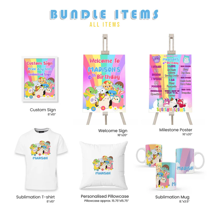 Squishmallows Party Pack Digital Template Bundle