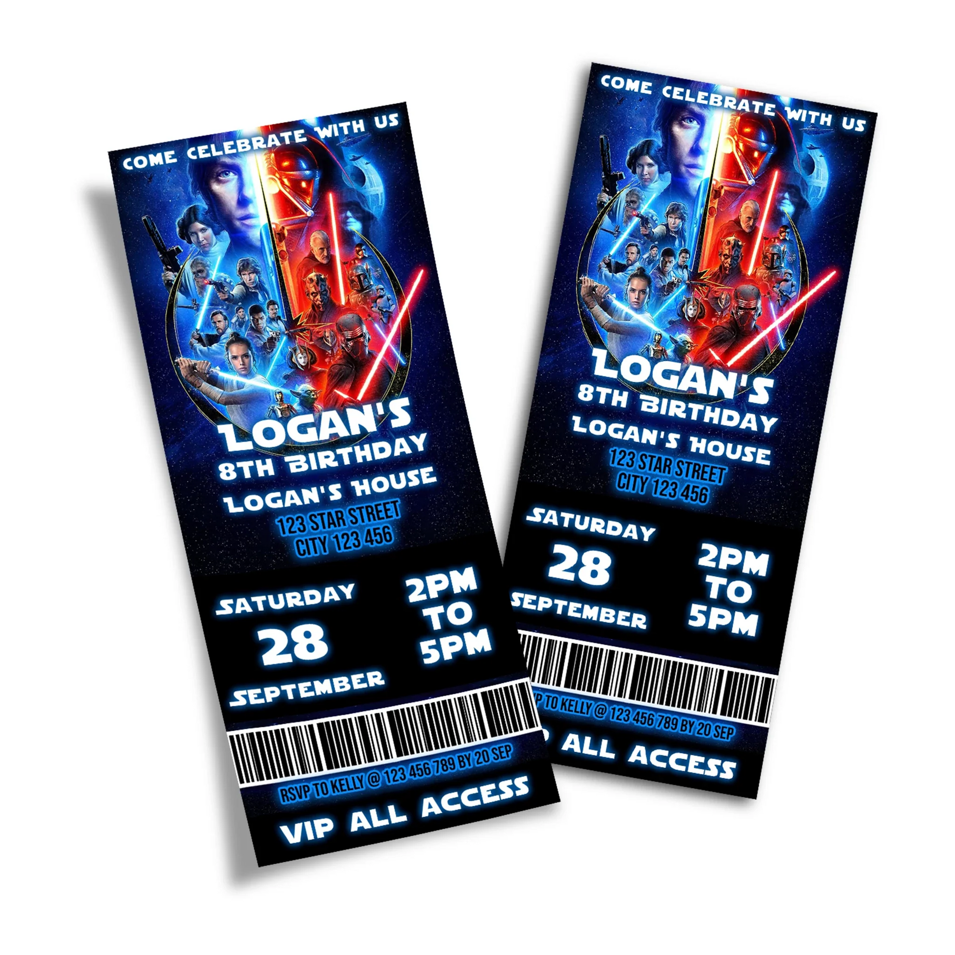 Star Wars Personalized Birthday Ticket Invitations for an exciting and themed way to invite guests