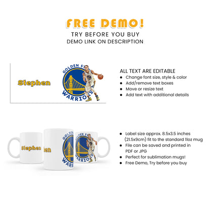 Stephen Curry Sublimation Mug - A Perfect Gift for Basketball Fans