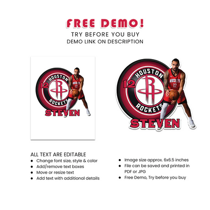 Steven Adams cake toppers for birthdays and game-day events, fully customizable
