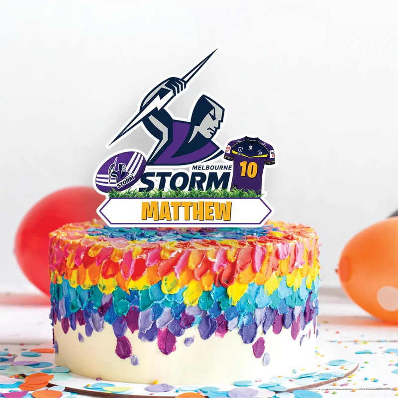 NRL Storm Birthday Decorations, NRL Rugby Party Supplies, Melbourne Storm Themed, Rugby Storm Digital Template, Editable Melbourne Storm Image SVG PNG
