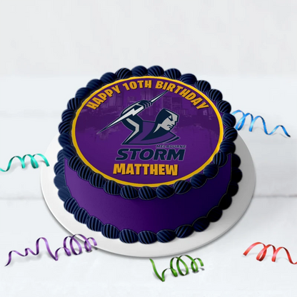 NRL Storm Birthday Decorations, NRL Rugby Party Supplies, Melbourne Storm Themed, Rugby Storm Digital Template, Editable Melbourne Storm Image SVG PNG