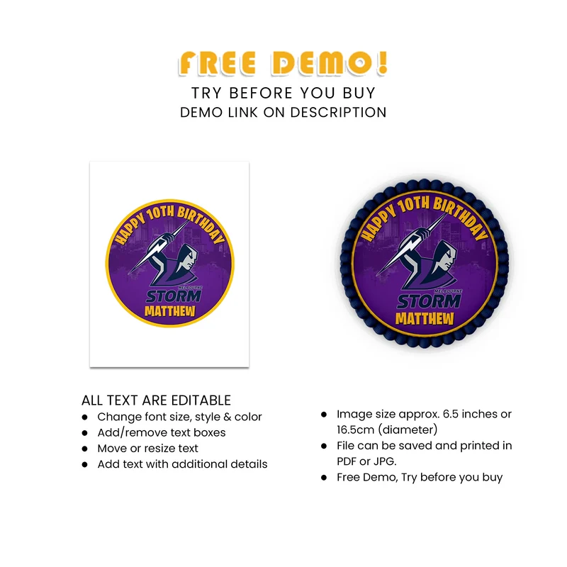 Melbourne Storm Personalized Icing Sheet Cake Images Digital Download