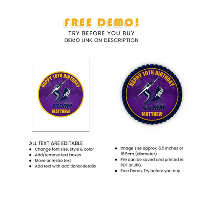 Melbourne Storm Personalized Icing Sheet Cake Images Digital Download