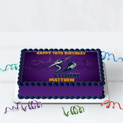 NRL Storm Birthday Decorations, NRL Rugby Party Supplies, Melbourne Storm Themed, Rugby Storm Digital Template, Editable Melbourne Storm Image SVG PNG