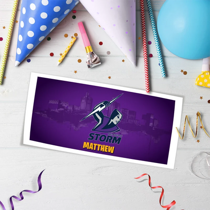 NRL Storm Birthday Decorations, NRL Rugby Party Supplies, Melbourne Storm Themed, Rugby Storm Digital Template, Editable Melbourne Storm Image SVG PNG