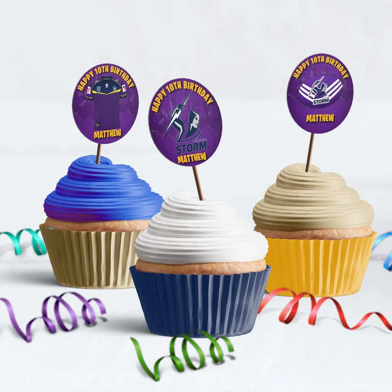 NRL Storm Birthday Decorations, NRL Rugby Party Supplies, Melbourne Storm Themed, Rugby Storm Digital Template, Editable Melbourne Storm Image SVG PNG