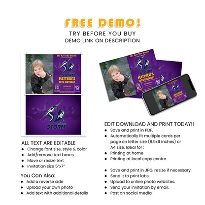 Melbourne Storm Personalized Photo Card Invitations Printable Digital Download