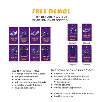Melbourne Storm Favor Tags Printable Digital Download