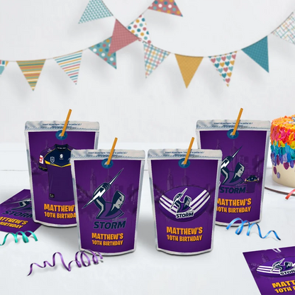 NRL Storm Birthday Decorations, NRL Rugby Party Supplies, Melbourne Storm Themed, Rugby Storm Digital Template, Editable Melbourne Storm Image SVG PNG