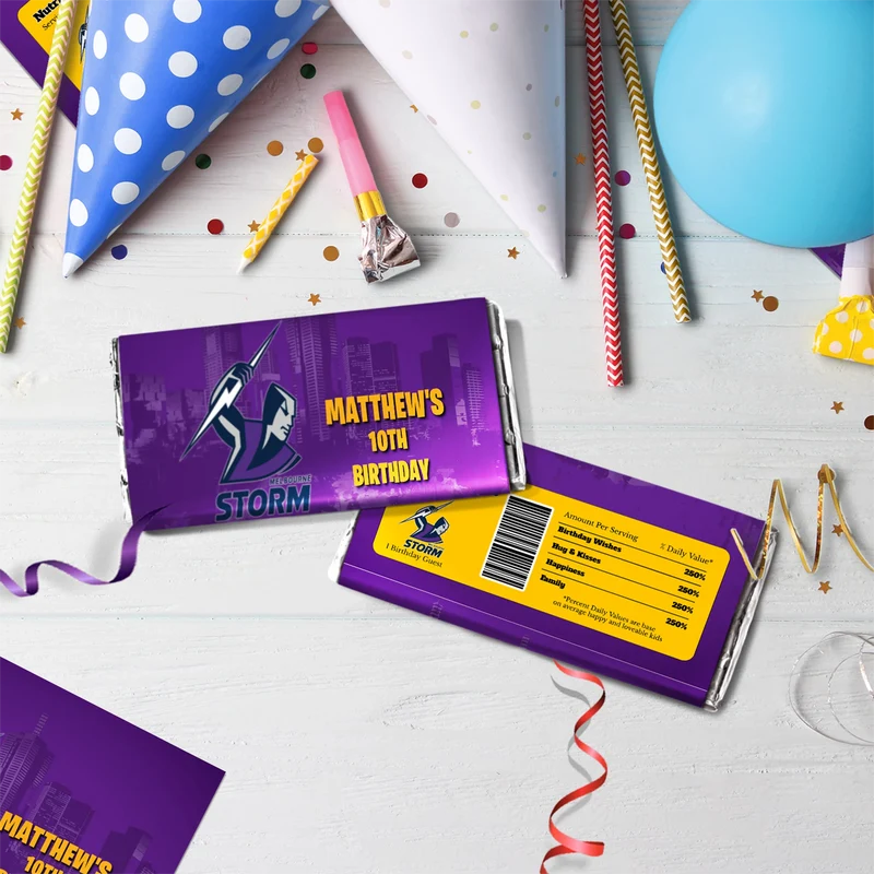 NRL Storm Birthday Decorations, NRL Rugby Party Supplies, Melbourne Storm Themed, Rugby Storm Digital Template, Editable Melbourne Storm Image SVG PNG