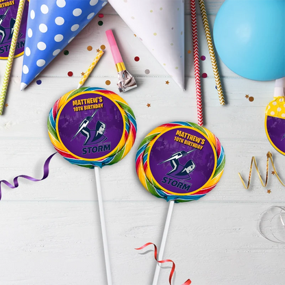 NRL Storm Birthday Decorations, NRL Rugby Party Supplies, Melbourne Storm Themed, Rugby Storm Digital Template, Editable Melbourne Storm Image SVG PNG