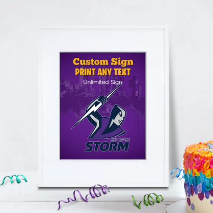 NRL Storm Birthday Decorations, NRL Rugby Party Supplies, Melbourne Storm Themed, Rugby Storm Digital Template, Editable Melbourne Storm Image SVG PNG