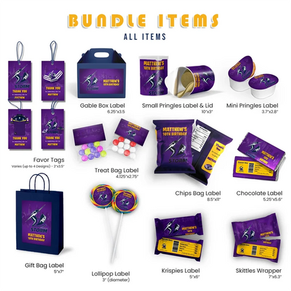 NRL Storm Birthday Decorations, NRL Rugby Party Supplies, Melbourne Storm Themed, Rugby Storm Digital Template, Editable Melbourne Storm Image SVG PNG