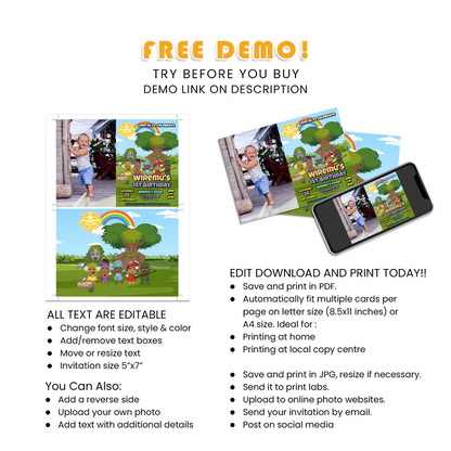 Takaro Tribe Photo Card Invitations Personalized Party Design