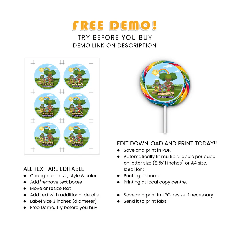 Takaro Tribe Lollipop Label Personalized Party Candy Stickers