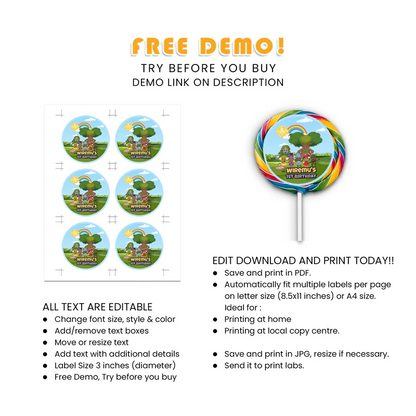 Takaro Tribe Lollipop Label Personalized Party Candy Stickers