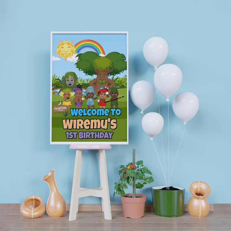 Takaro Tribe Birthday Decorations, Maori series Party Supplies, Te Reo Maori Themed, Hari Huritau Digital Template, Editable Takaro Tribe Image SVG PNG