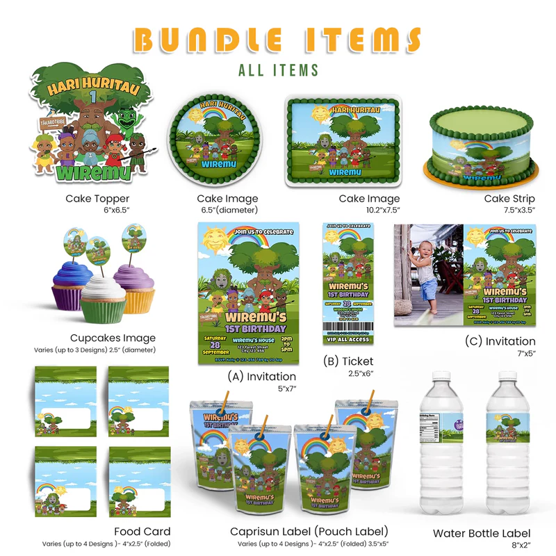 Takaro Tribe party pack bundle with personalized designs on white background