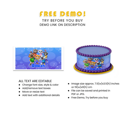 Custom Talking Tom Personalized Cake Strips Image