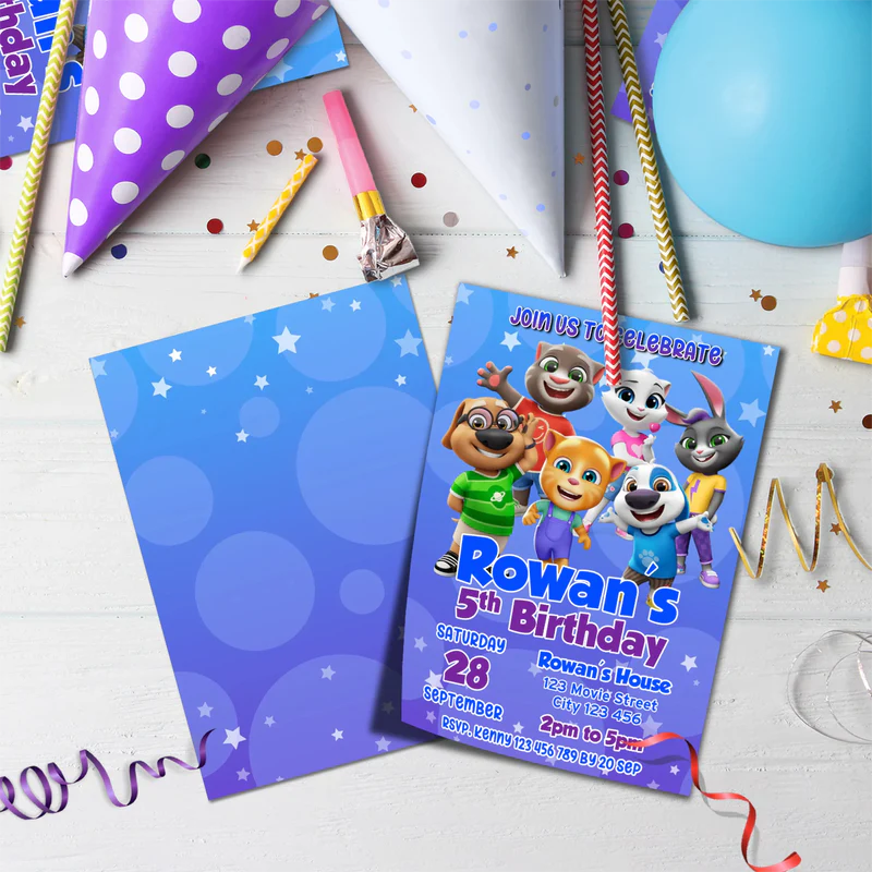 Talking Tom Birthday Decorations, Kids Series Party Supplies, Talking Tom Themed, Talking Tom Digital Template, Editable Talking Tom Image SVG PNG