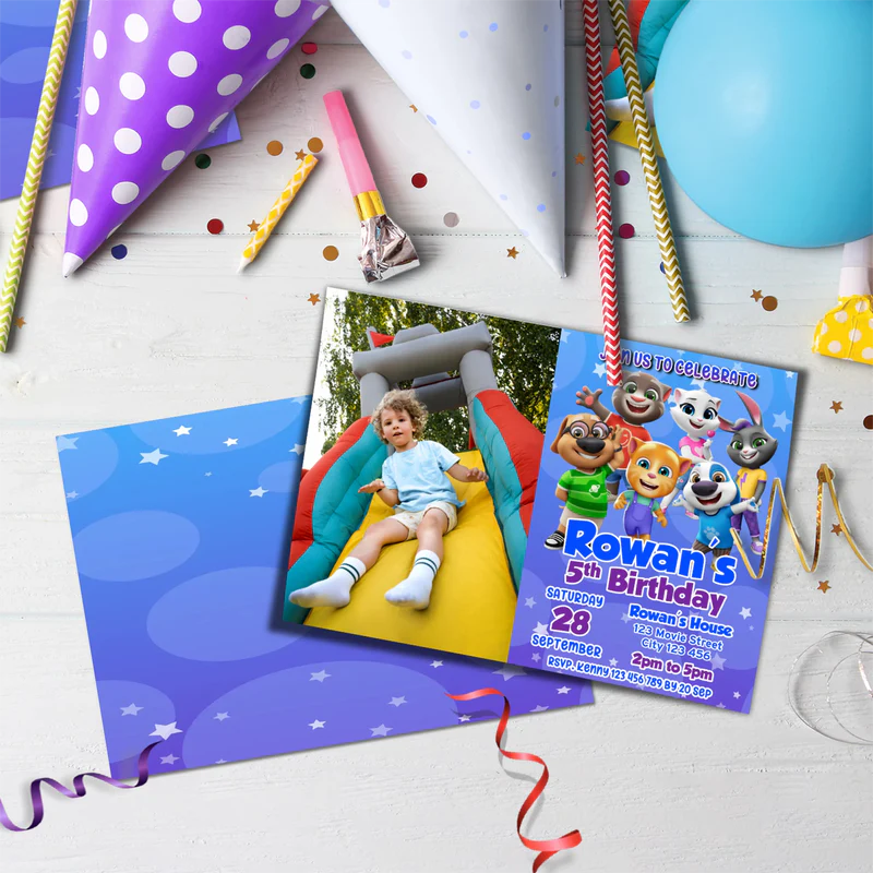 Talking Tom Birthday Decorations, Kids Series Party Supplies, Talking Tom Themed, Talking Tom Digital Template, Editable Talking Tom Image SVG PNG