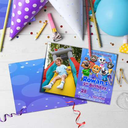 Talking Tom Birthday Decorations, Kids Series Party Supplies, Talking Tom Themed, Talking Tom Digital Template, Editable Talking Tom Image SVG PNG
