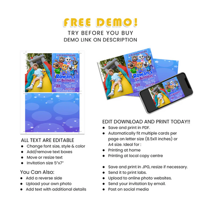 Custom Talking Tom Personalized Photo Card Invitations