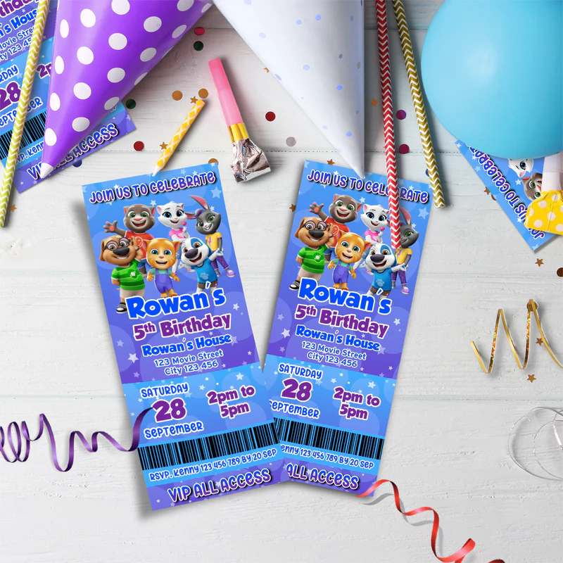 Talking Tom Birthday Decorations, Kids Series Party Supplies, Talking Tom Themed, Talking Tom Digital Template, Editable Talking Tom Image SVG PNG