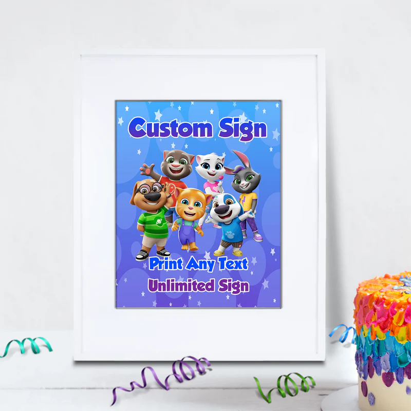 Talking Tom Birthday Decorations, Kids Series Party Supplies, Talking Tom Themed, Talking Tom Digital Template, Editable Talking Tom Image SVG PNG