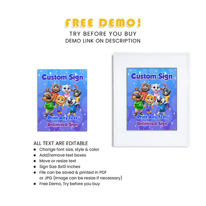 Buy Talking Tom Custom Sign for Birthday Parties