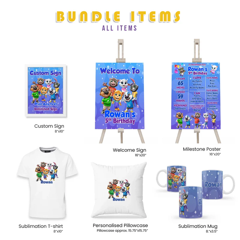 Buy Talking Tom Personalized Party Pack Bundle Digital Template