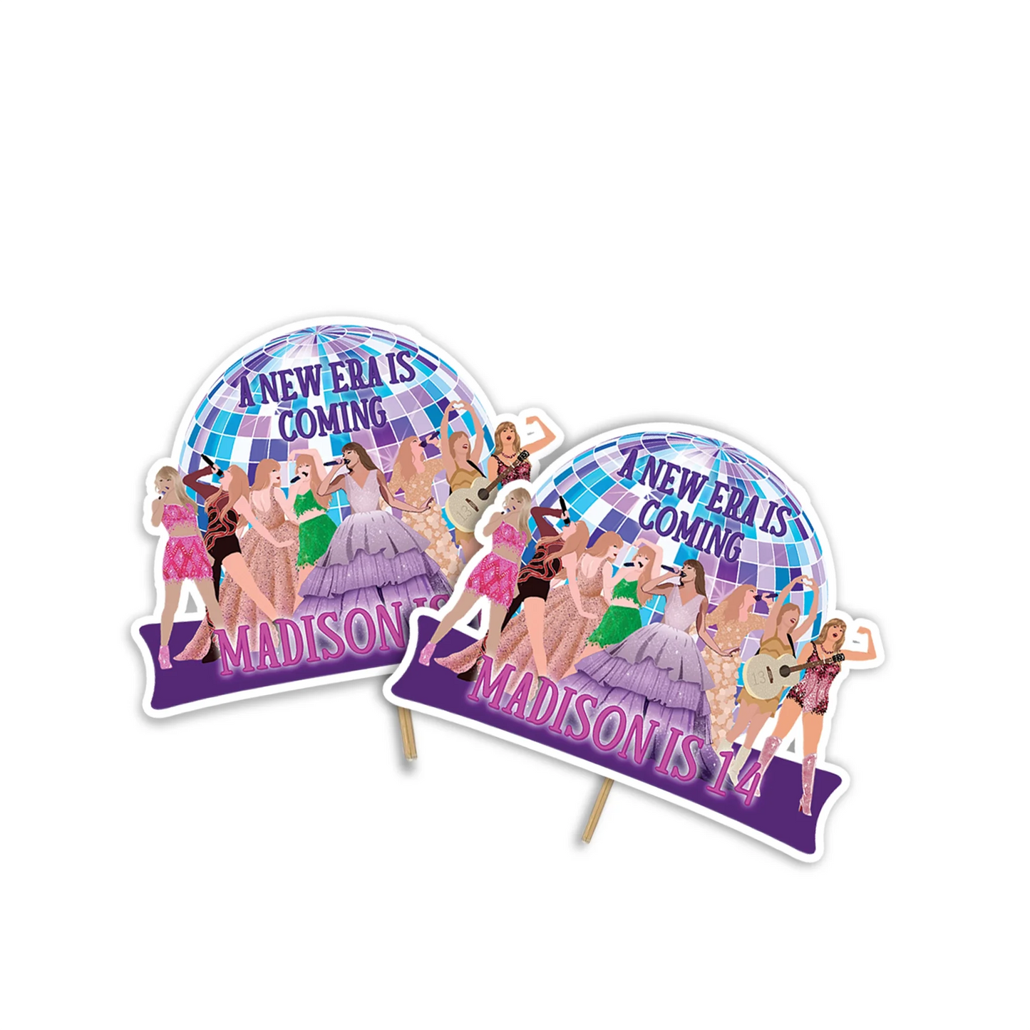 Taylor Swift Personalized Cake Toppers featuring custom designs for party decorations