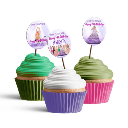 Taylor Swift Personalized Cupcake Toppers with unique Taylor Swift designs