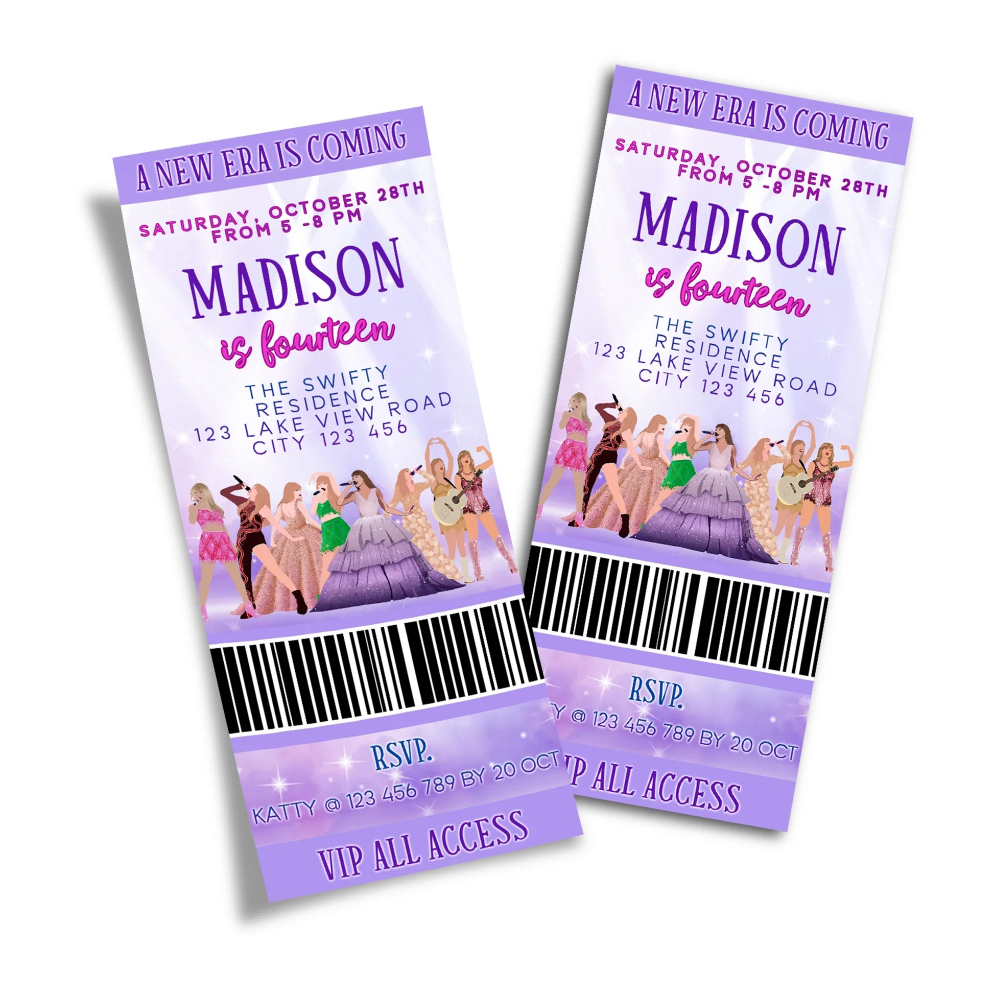 Taylor Swift Personalized Birthday Ticket Invitations for exclusive party themes