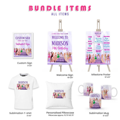 Taylor Swift Personalized Digital Template Party Pack Bundle for unique party designs