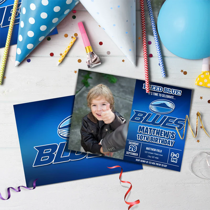 The Blues Birthday Decorations, Auckland Rugby Party Supplies, Rugby Themed, All Blacks Digital Template, Editable The Blues Rugby Image SVG PNG