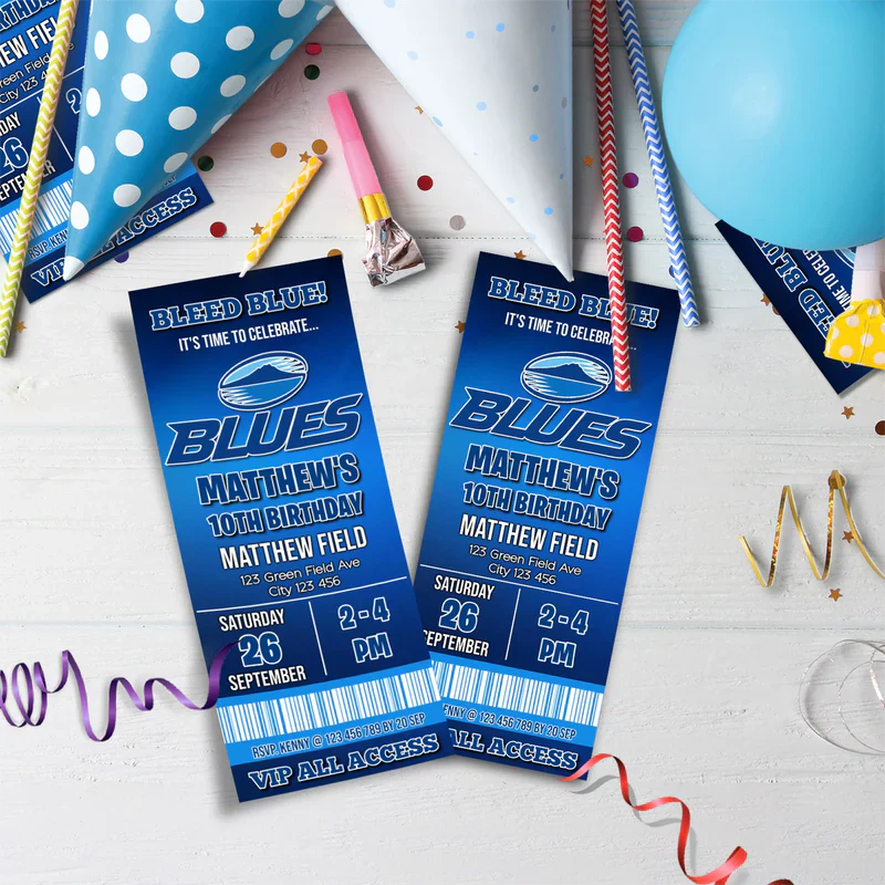 The Blues Birthday Decorations, Auckland Rugby Party Supplies, Rugby Themed, All Blacks Digital Template, Editable The Blues Rugby Image SVG PNG